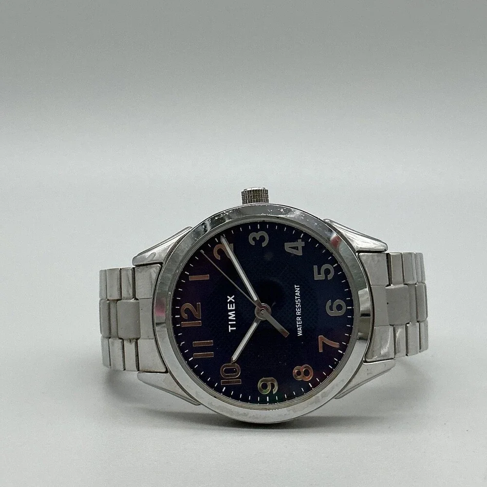 Timex Briarwood Mens Watch 40mm Blue Dial Stainless Steel Bracelet New Battery